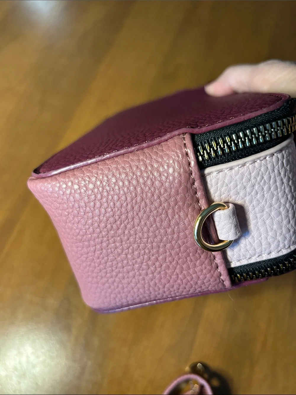 Kedzie Doubke Zip Two-Tone Pink Crossbody Bag